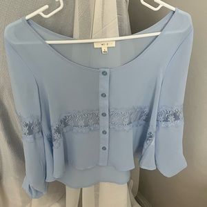 Lace Insert Chiffon Top